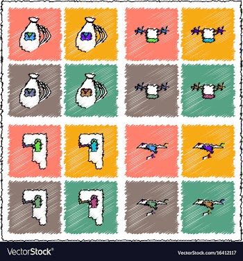 Collection of flat shading style icons war gagets vector image