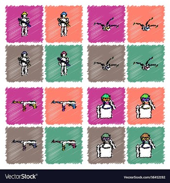 Collection of flat shading style icons war gagets vector image