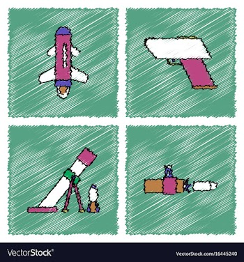 Collection of flat shading style icons war gagets vector image