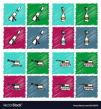 Collection of flat shading style icons war gagets vector image