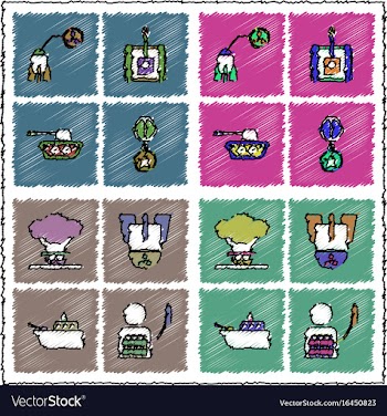 Collection of flat shading style icons war gagets vector image