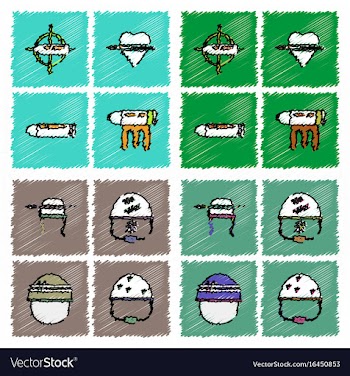 Collection of flat shading style icons war gagets vector image