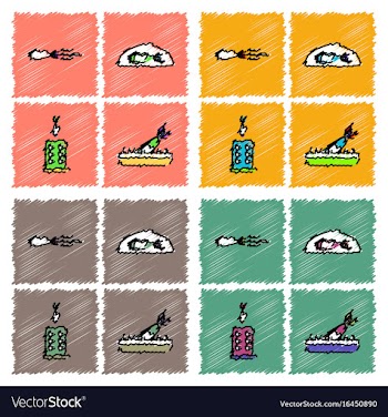 Collection of flat shading style icons war gagets vector image