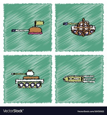 Collection of flat shading style icons war gagets vector image