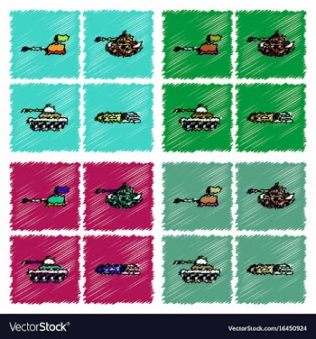 Collection of flat shading style icons war gagets vector image