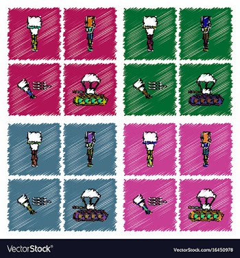 Collection of flat shading style icons war gagets vector image