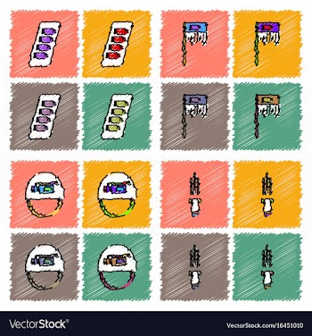 Collection of flat shading style icons war gagets vector image