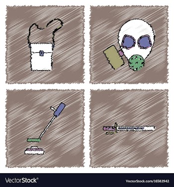 Collection of flat shading style icons war gagets vector image