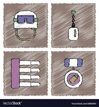 Collection of flat shading style icons war gagets vector image
