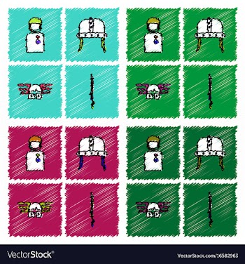 Collection of flat shading style icons war gagets vector image