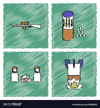 Collection of flat shading style icons war gagets vector image