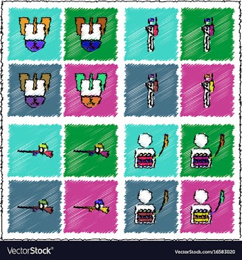 Collection of flat shading style icons war gagets vector image