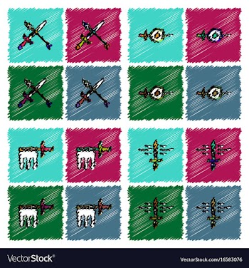 Collection of flat shading style icons war gagets vector image