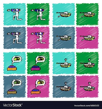 Collection of flat shading style icons war gagets vector image