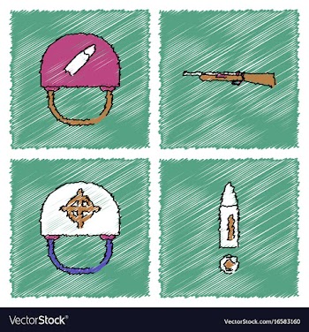 Collection of flat shading style icons war gagets vector image