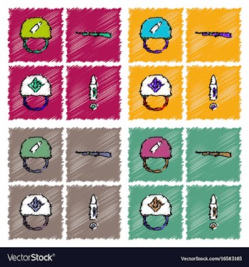 Collection of flat shading style icons war gagets vector image