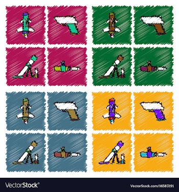 Collection of flat shading style icons war gagets vector image
