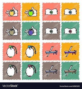 Collection of flat shading style icons war gagets vector image