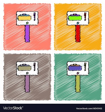 Collection of flat shading style icons warning vector image