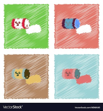 Collection of flat shading style icons waste vector image