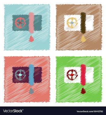 Collection of flat shading style icons water pipe vector image
