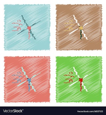 Collection of flat shading style icons wind vector image