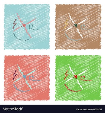 Collection of flat shading style icons wind vector image
