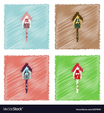 Collection of flat shading style icons wooden vector image