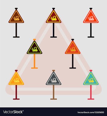 Collection of forklift in operation road sign vector image
