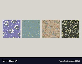 collection of four seamless floral patterns