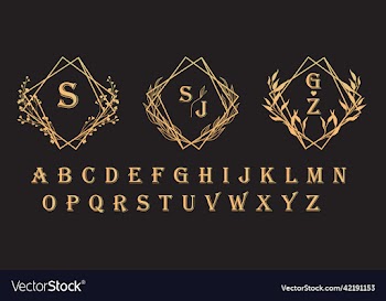 collection of gold hand drawn floral logo
