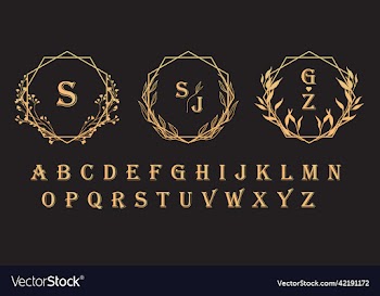 collection of gold hand drawn floral logo