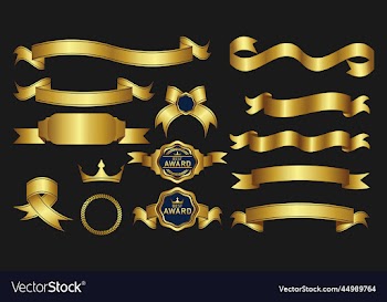 collection of gold ribbon design elements