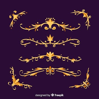 Collection of golden border ornaments Free Vector