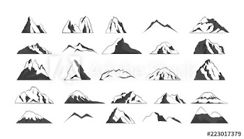 Collection of gray mountain shapes