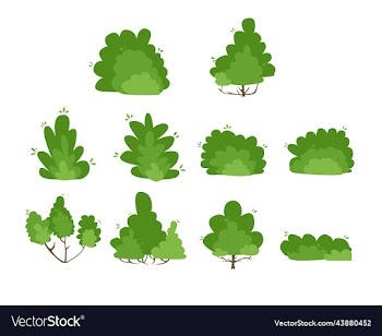 collection of green cute bushes of various shapes