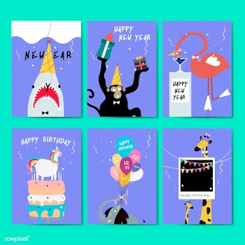 Collection of greeting cards vector | Free stock vector - 518574