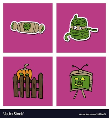 Collection of halloween flat celebration cards vector image