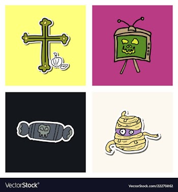 Collection of halloween flat celebration cards vector image