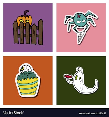 Collection of halloween flat celebration cards vector image