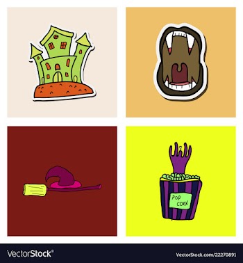 Collection of halloween flat celebration cards vector image