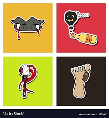Collection of halloween flat celebration cards vector image