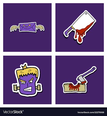 Collection of halloween flat celebration cards vector image