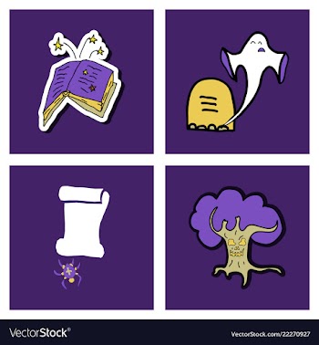 Collection of halloween flat celebration cards vector image