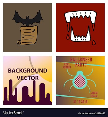Collection of halloween flat celebration cards vector image