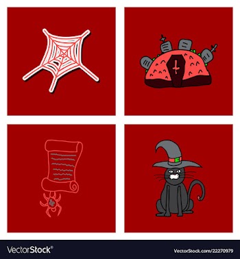 Collection of halloween flat celebration cards vector image