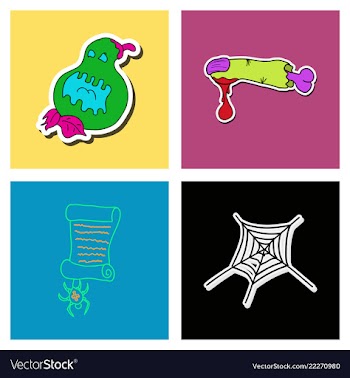 Collection of halloween flat celebration cards vector image