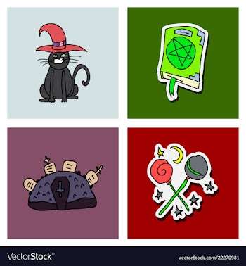Collection of halloween flat celebration cards vector image