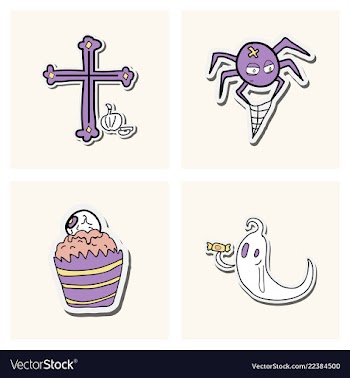 Collection of halloween flat celebration cards vector image
