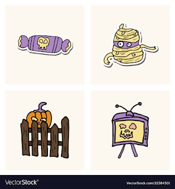 Collection of halloween flat celebration cards vector image